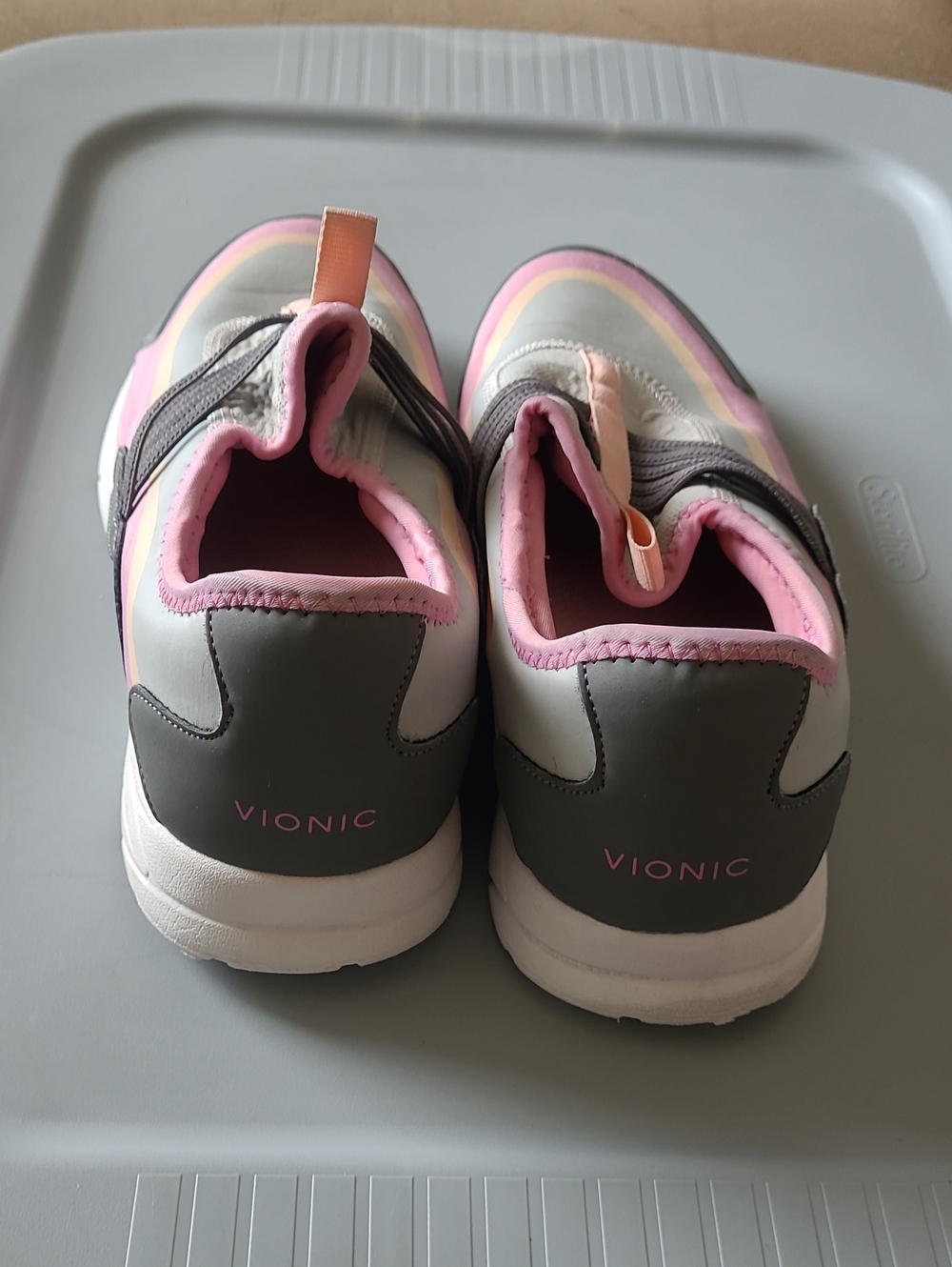 Vionic Slip-On Athletic Sneakers in Pink, Gray & Cream Size 10 - Picture 4 of 13